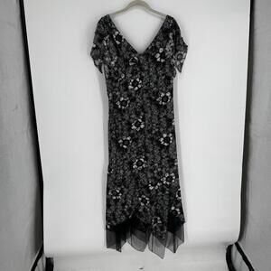 Vintage y2k 90s dress black witchy goth halloween midi flowy fall whimsigoth